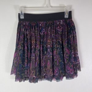 Express Y2K Mini Skirt XS Black Purple Pink Paisley Fairycore Whimsigoth 2010